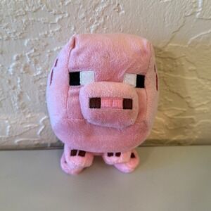 Mojang Minecraft Pig Plush Kids Small Pink Pixelated Stuffed Animal Toy
